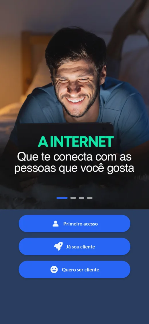 Tela de boas-vindas do app Minha Link Internet